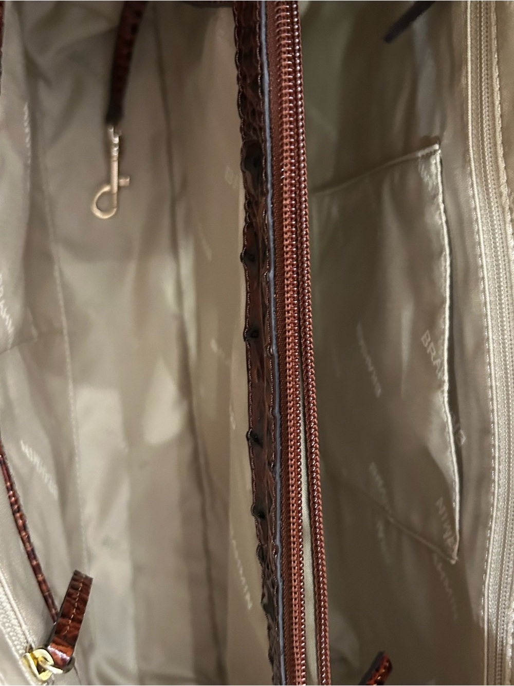NWT Brahmin Small Finley Melbourne Pecan Croc Satchel Handbag w Dustbag $385 - Picture 6 of 9